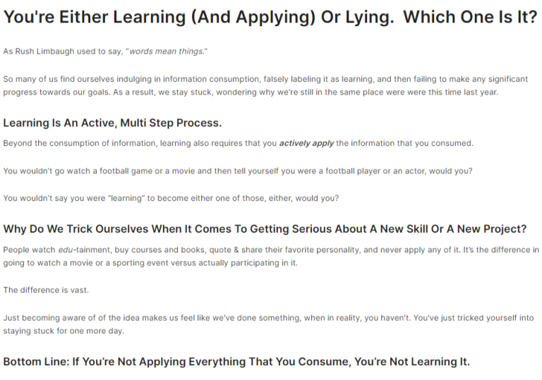 You’re Either Learning (and Applying) or Lying.  Which one is it?